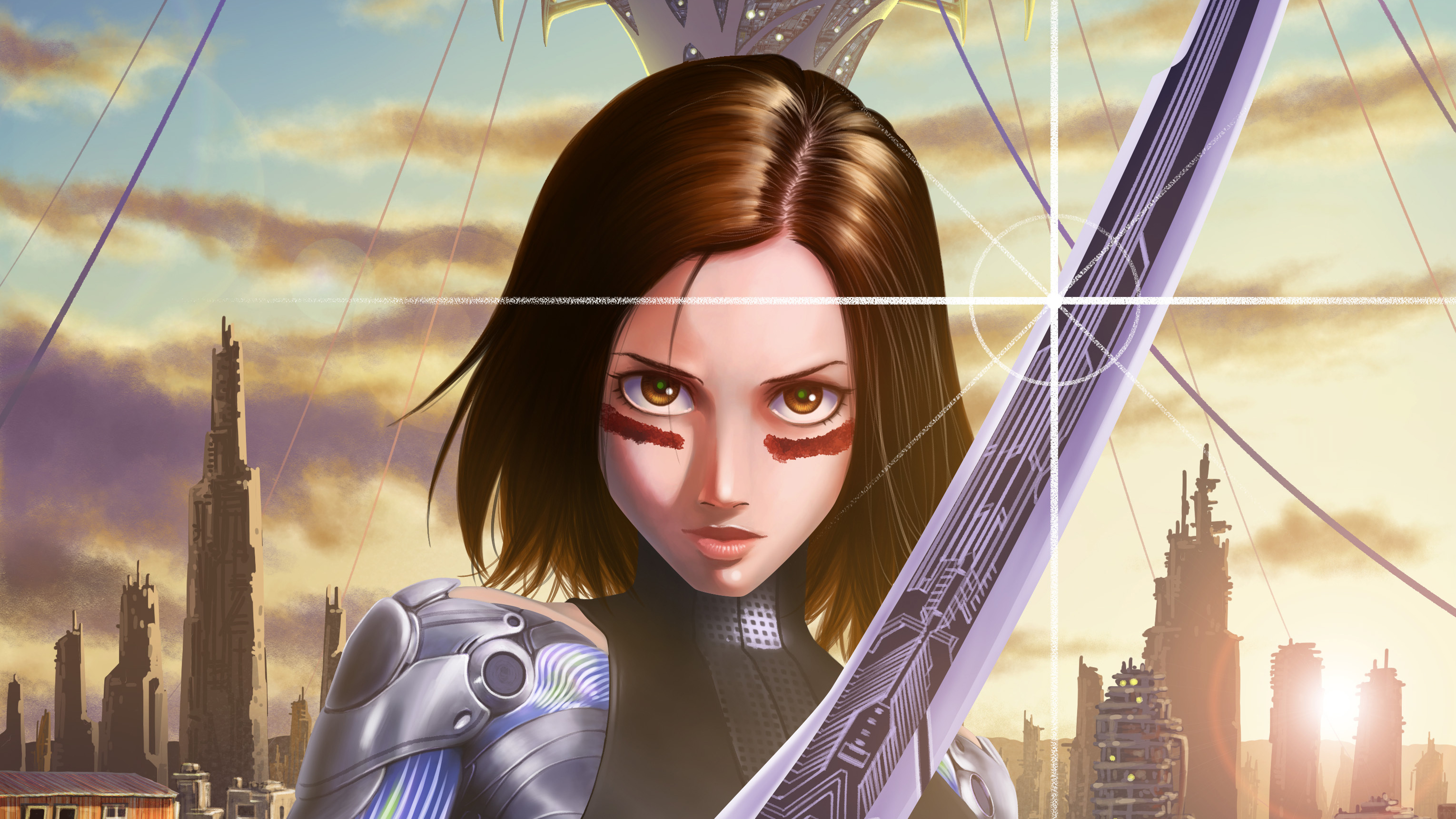 Alita Battle Angel Illustration 4k HD Movies Wallpaper Image