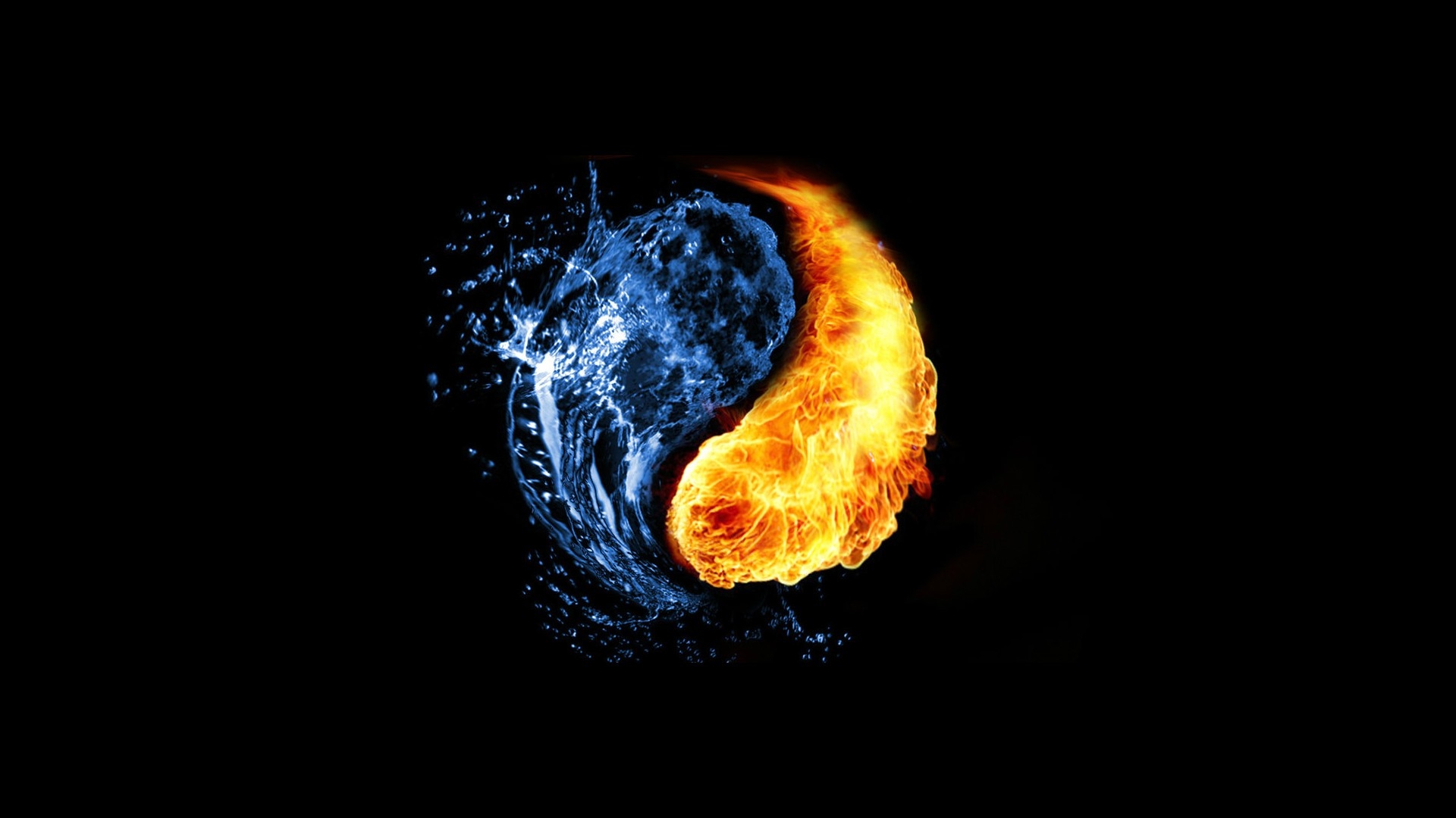 Water Fire Ying Yang 3d And Abstract Wallpaper Best HD