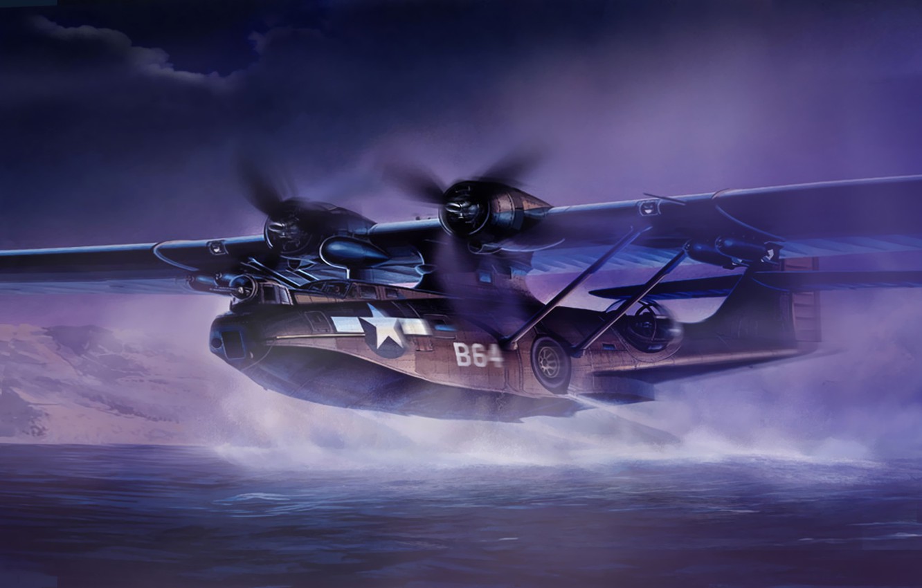 Wallpaper War Art Painting Aviation Ww2 Consolidated Pby
