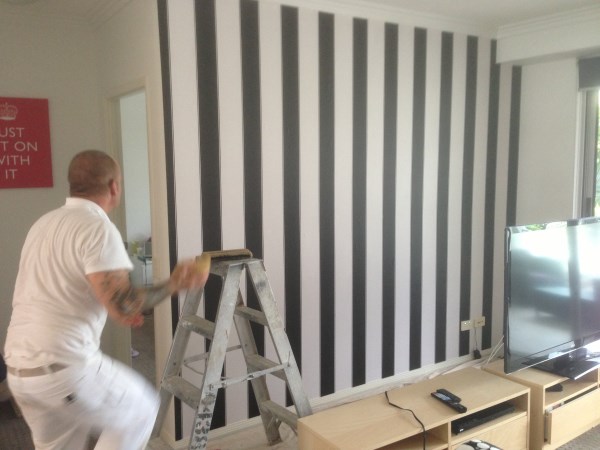 Black And White Striped Wallpaper Used By Bec George The Block