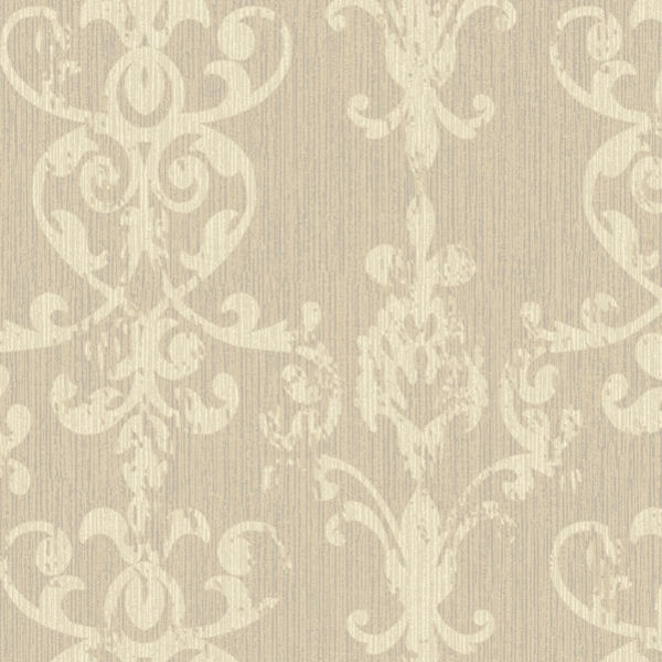 Cream Distressed Damask Scroll Wallpaper Wall Sticker Outlet