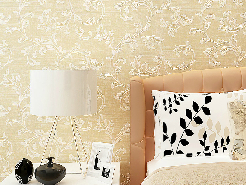 Embossed Wallpaper Bed Back Wall European Style New Home