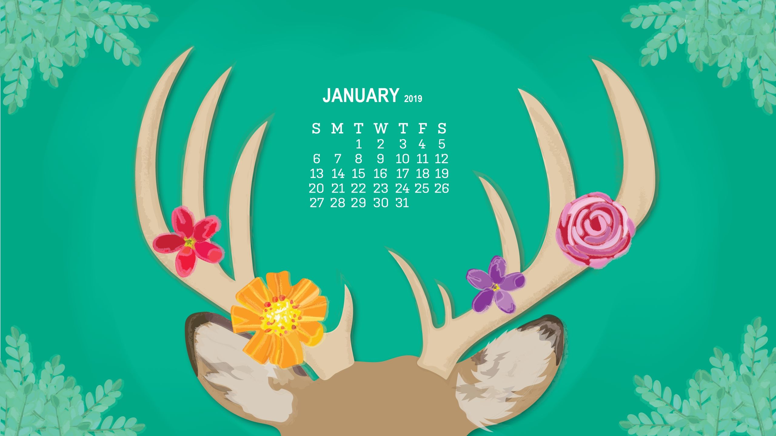Monthly Desktop Calendar Wallpaper 2019january