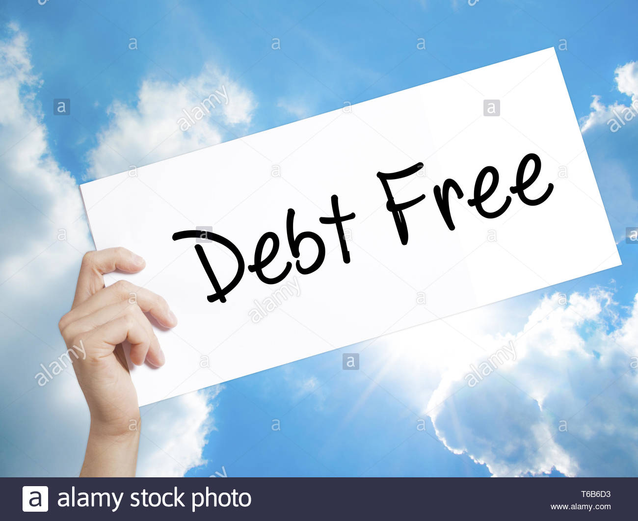 Debt Sign On White Paper Man Hand Holding With Text