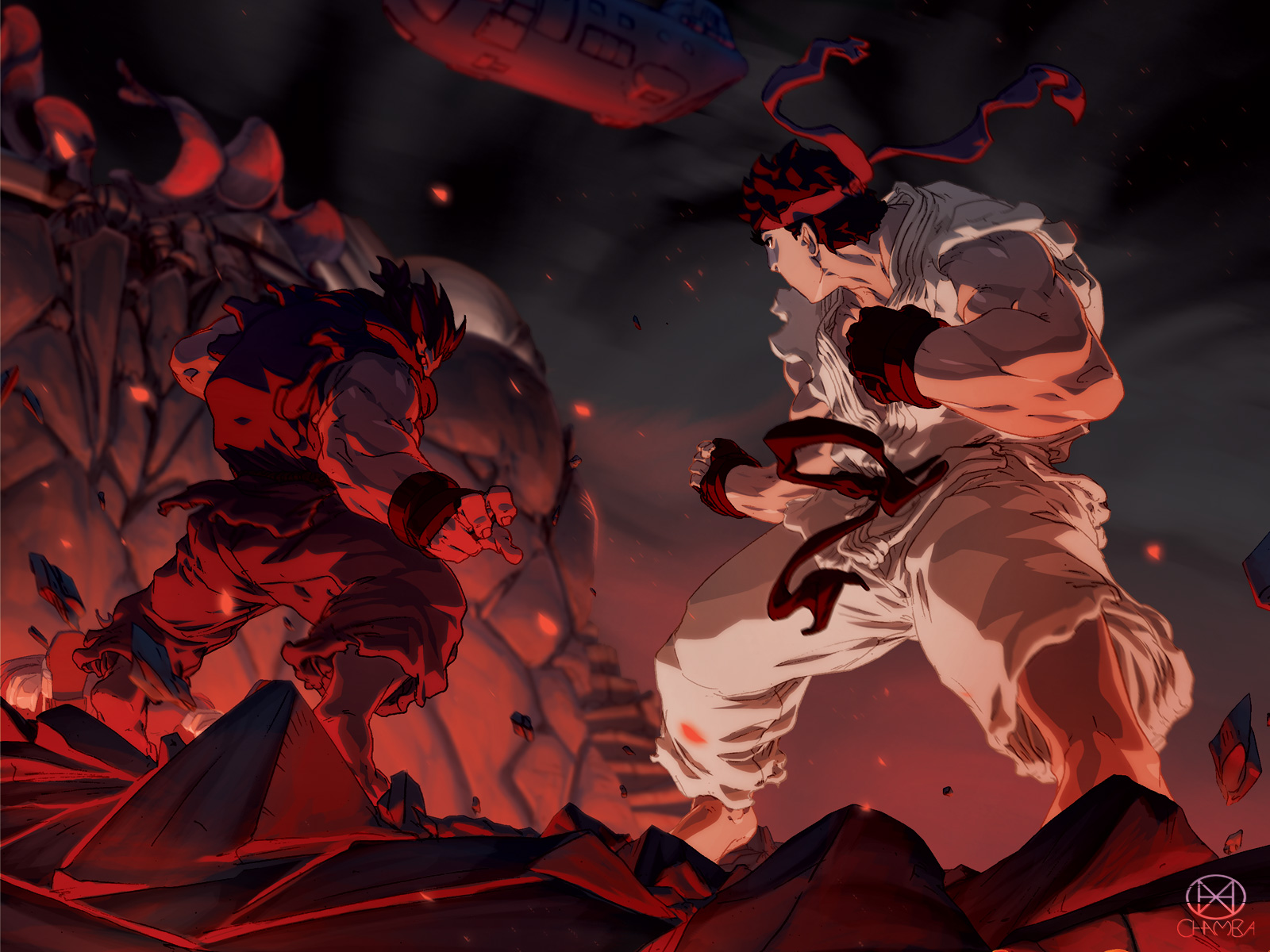 Ryu Vs Akuma Google Skins Background