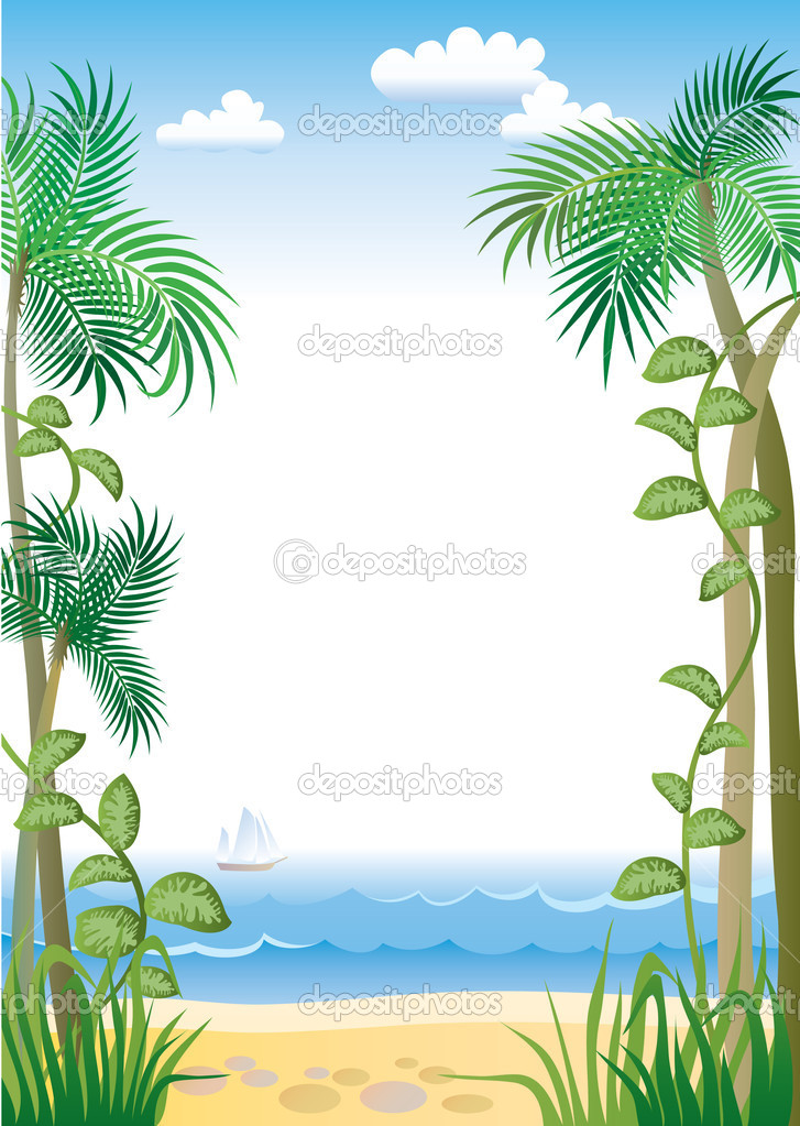 Palm Tree Border Tropic Sea Beach And