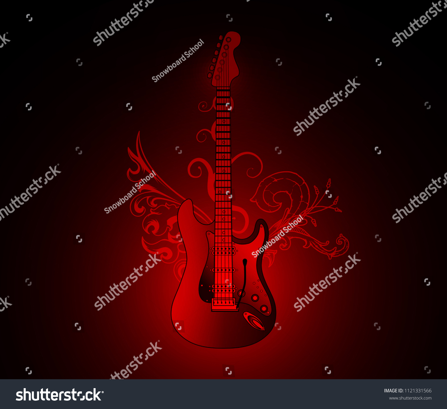 Abstract Red Electric Guitar Wallpaper Stock Vector Royalty