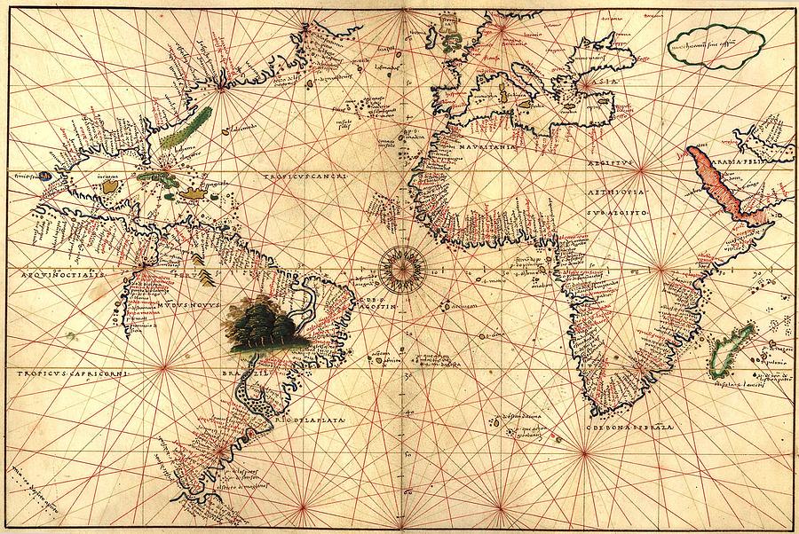Nautical Map Of The Atlantic Photograph