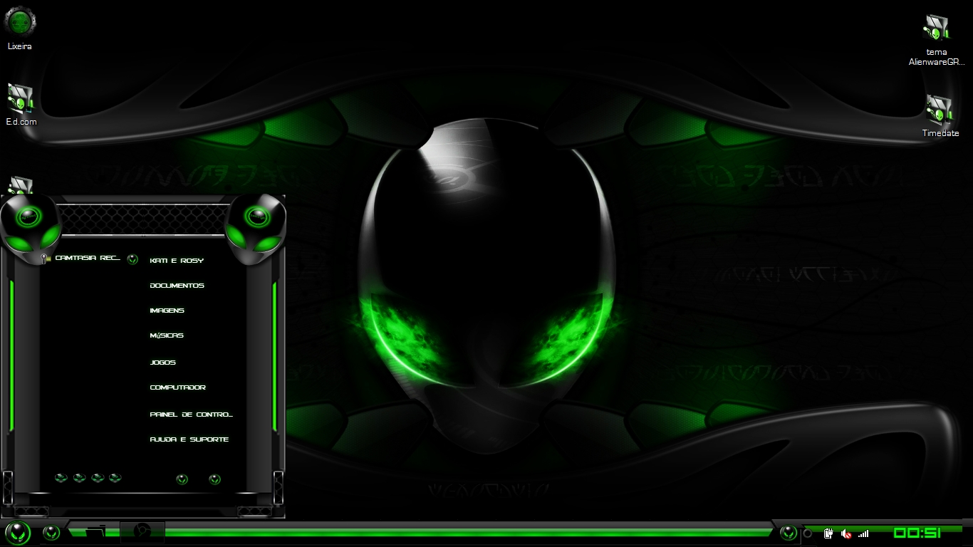 Pictures Alienware Green Windows 7 Theme Car 1366x768