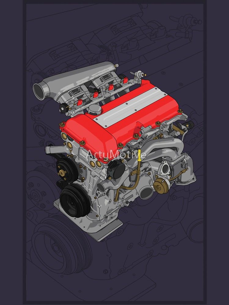 Sr20 Engine T Shirt By Artymotive Car Drawings Engineering