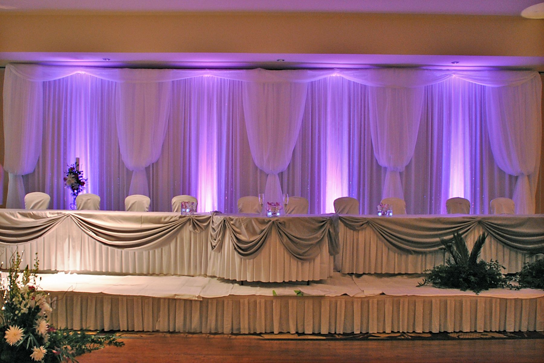 Lavender And Grey Wedding Backdrop Purple Led Uplighting White