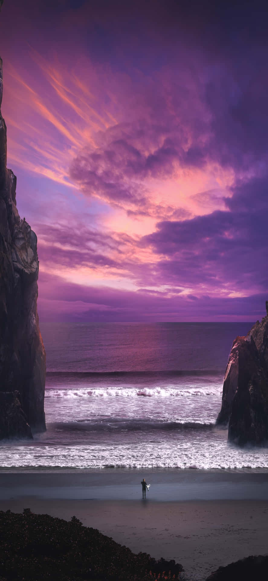 iPhone X Malibu Background Purple Sunset Sky Wallpaper