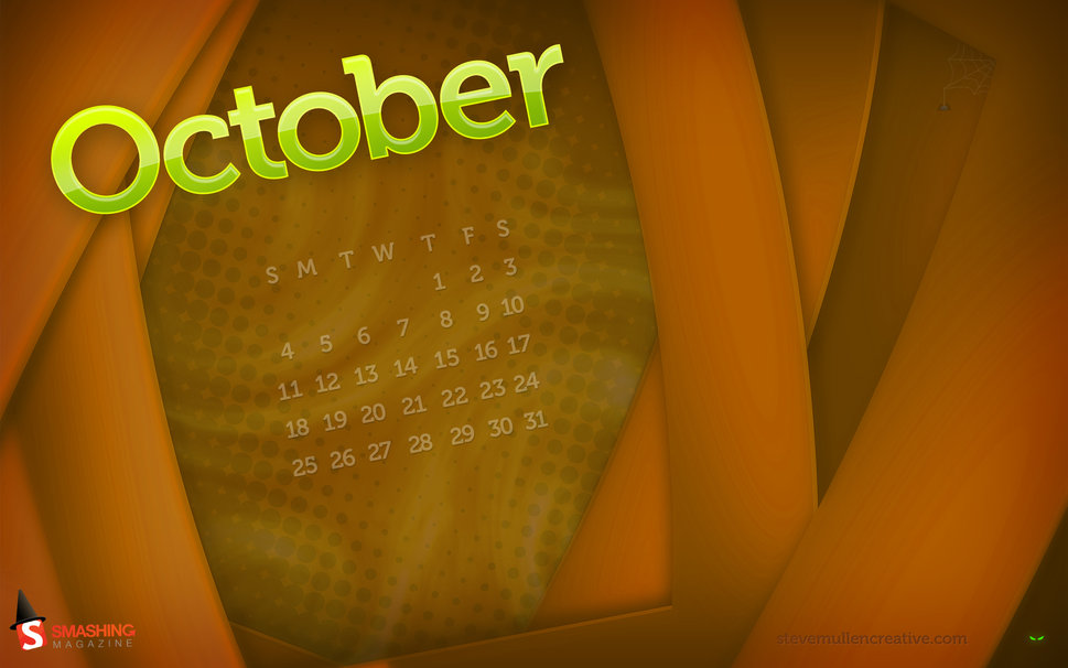 Wallpaper Calendar Desktop October Theme Halloween Smash