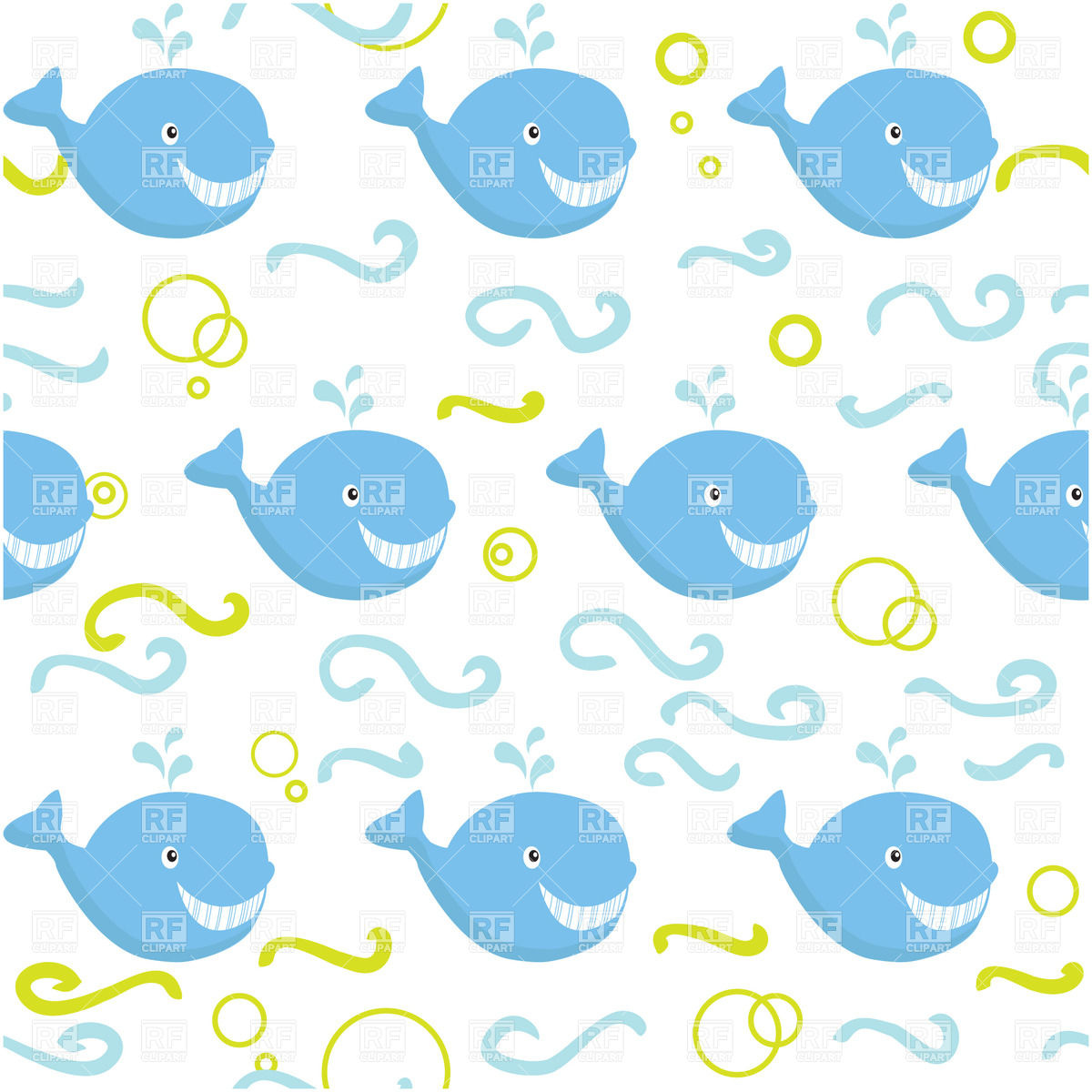 Seamless Background With Whales And Waves Vector Image Of