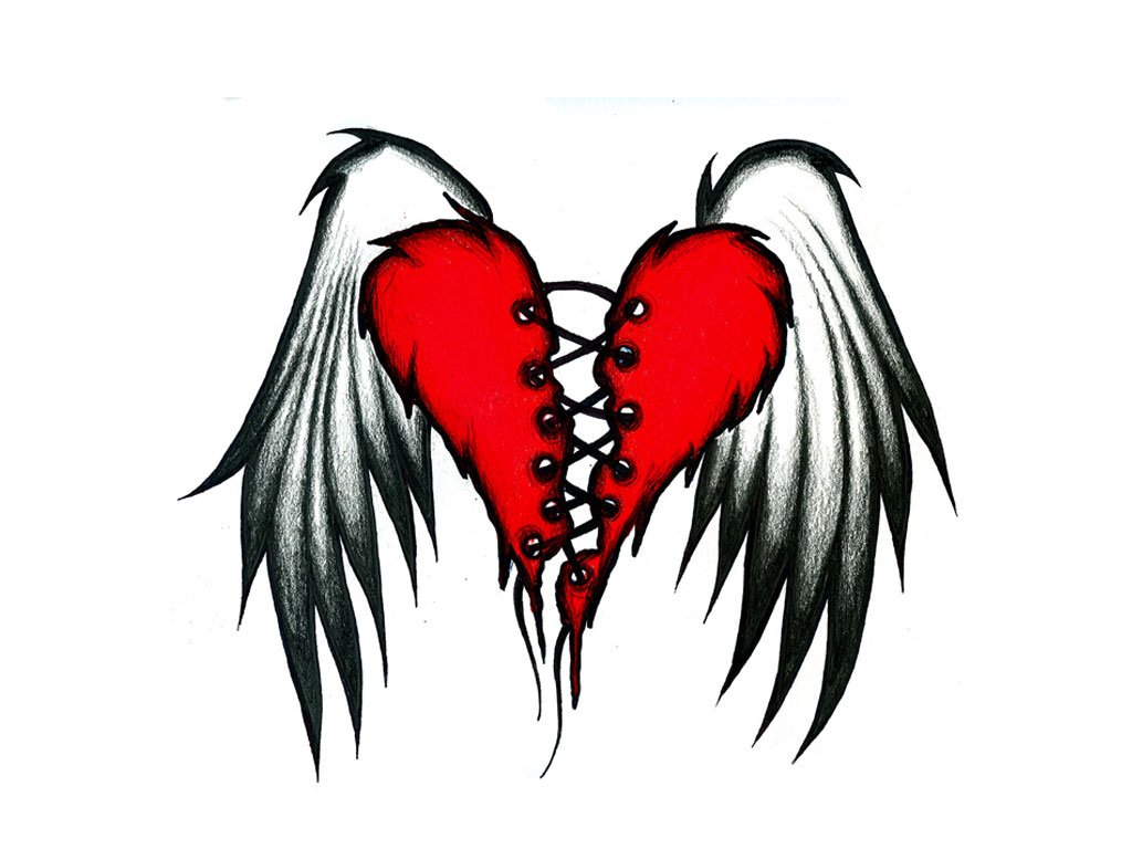 Broken Heart Wings Tattoo Design Wallpaper