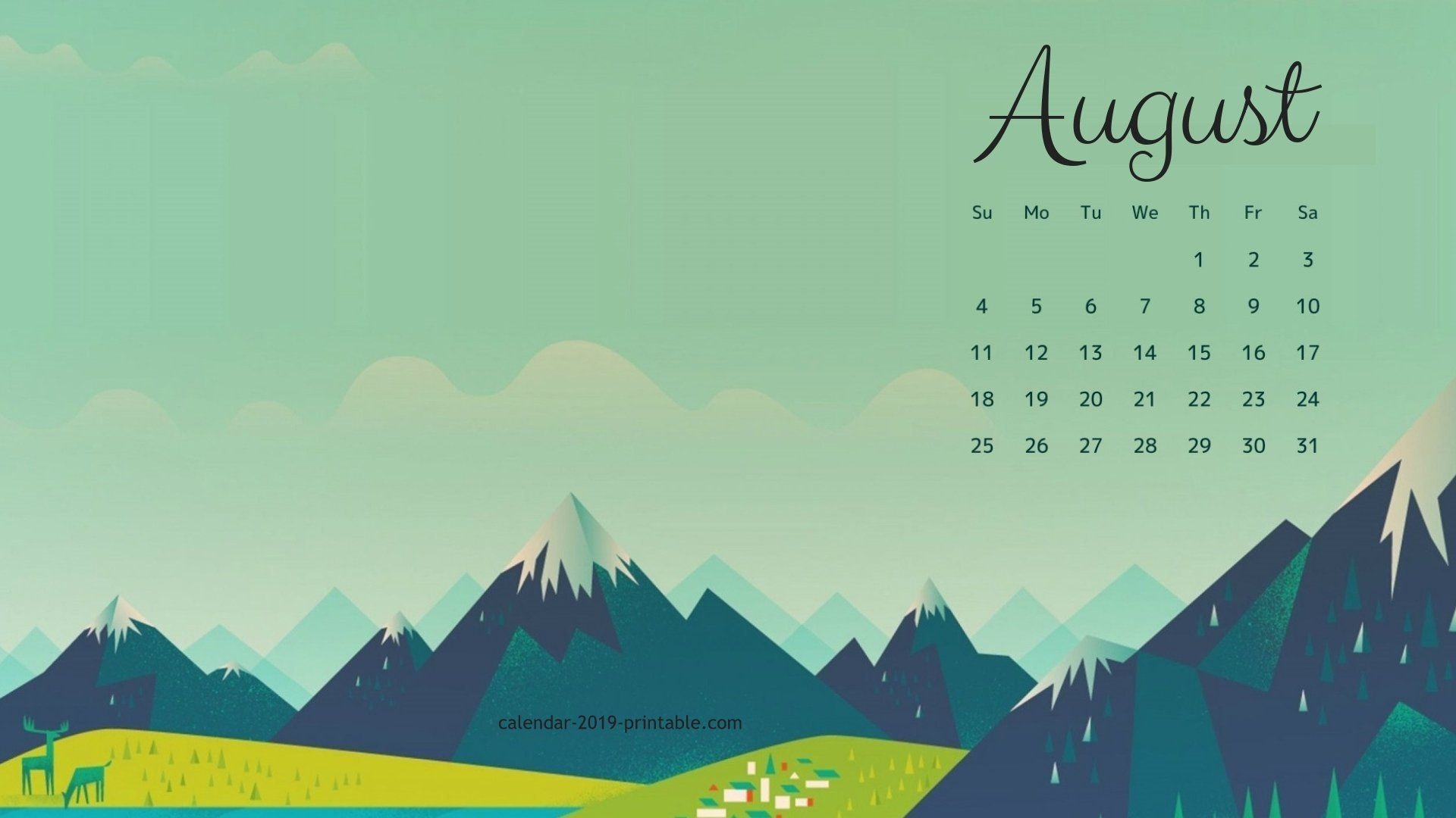August Calendar Image For Desktop Background