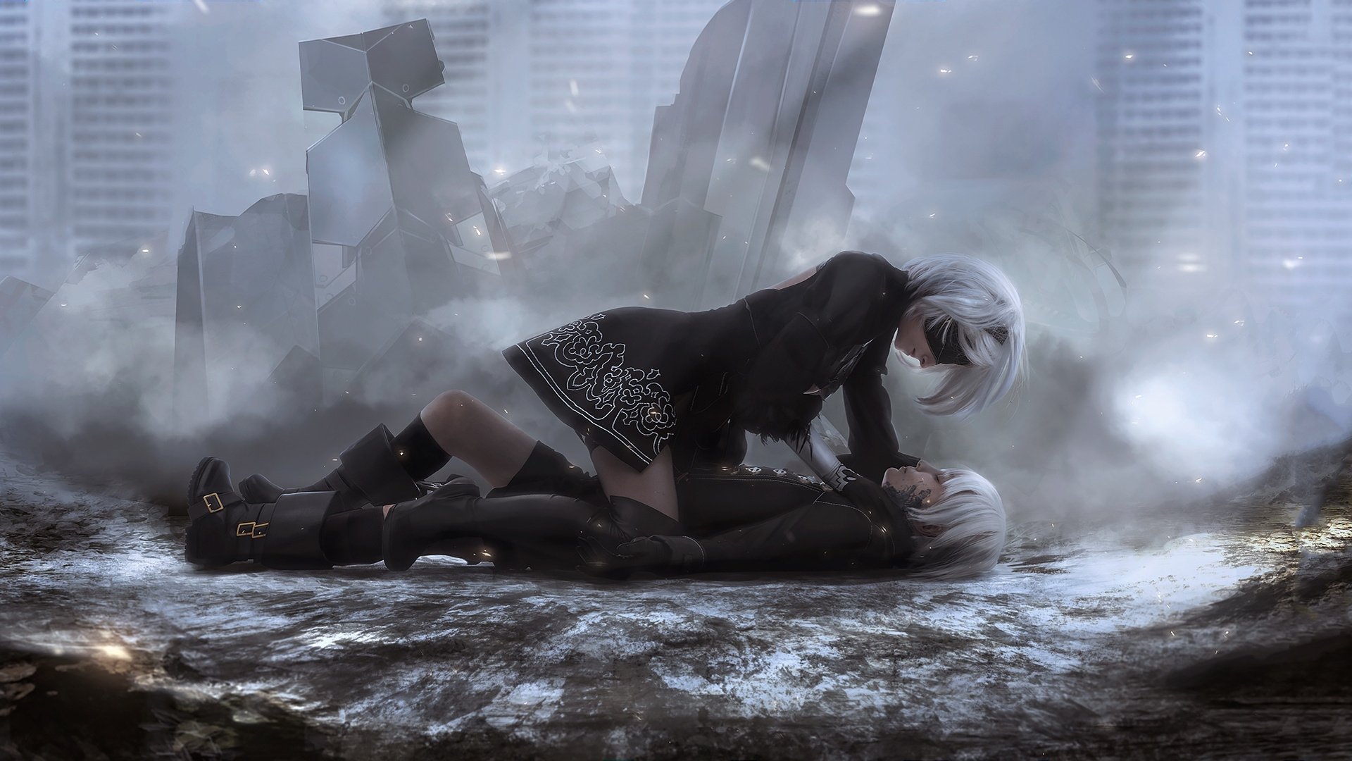 Nier Automata 2b And 9s Art Laptop Full HD 1080p 4k Wallpaper Image