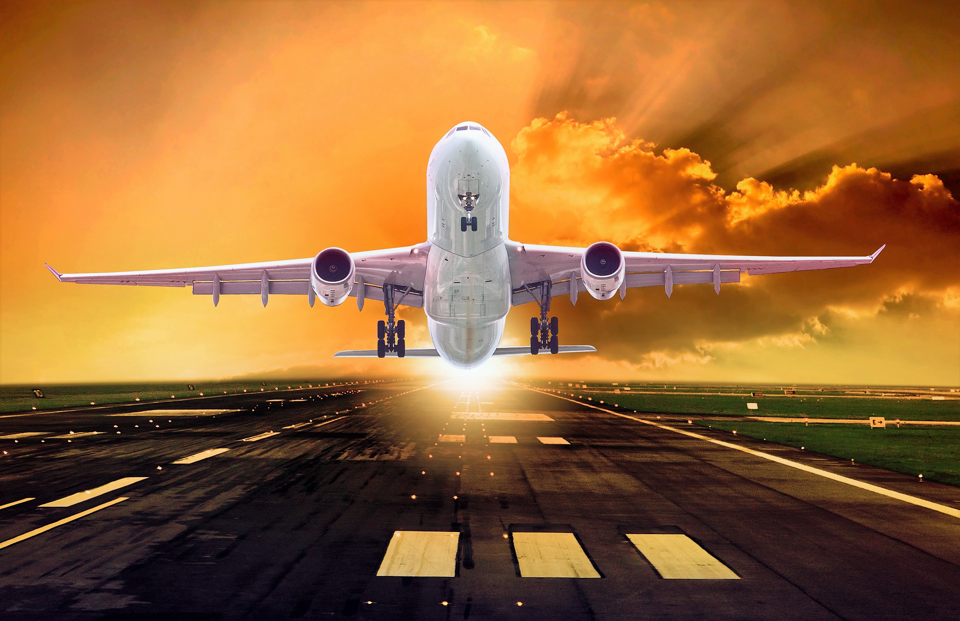 Plane Taking Off At Sunset HD Wallpaper Background Image