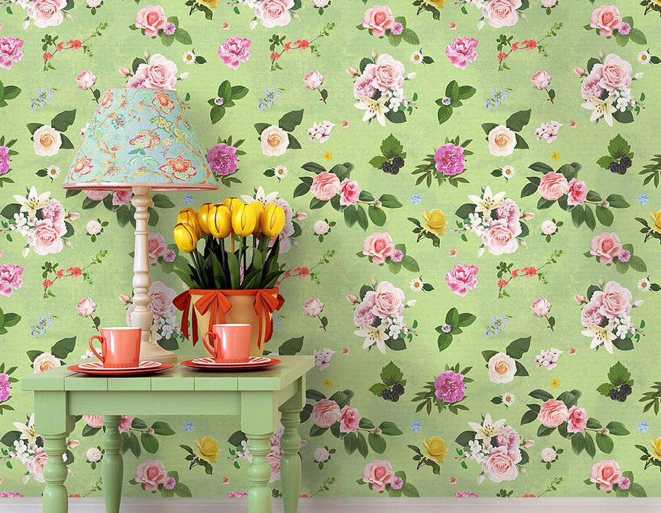 Home Wallpaper Self Adhesive Spring Green Floral