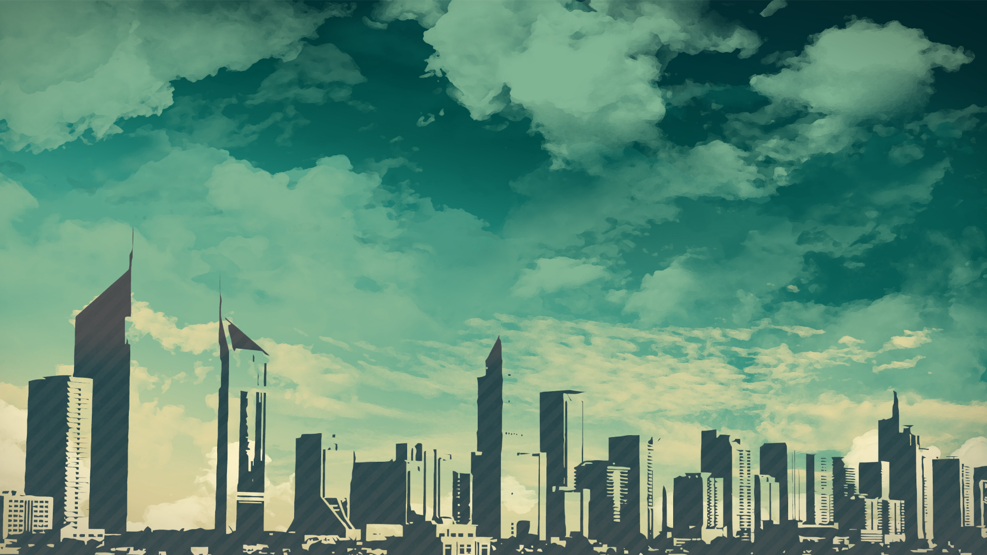 Arab Cityscape Skyscrapers Middle East Desert Cover Photo Wallpaper