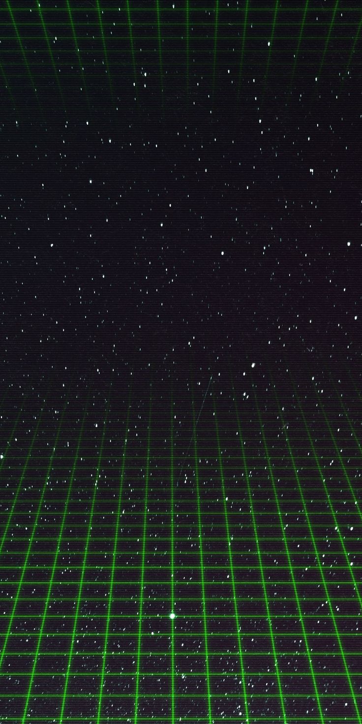 Synthwave Green Grid Dark Space Art Wallpaper