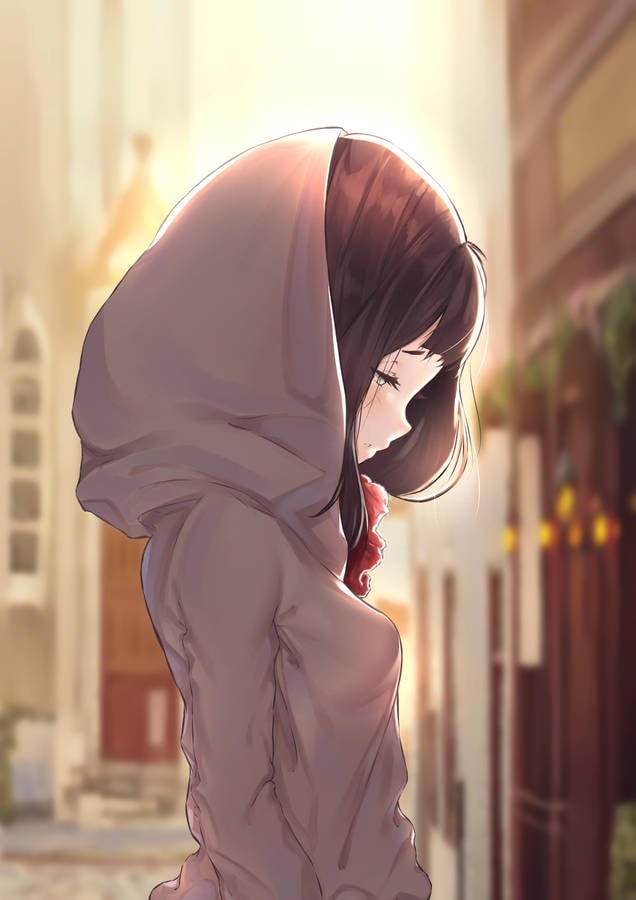 Download Lonely Anime Girl Hoodie Wallpaper