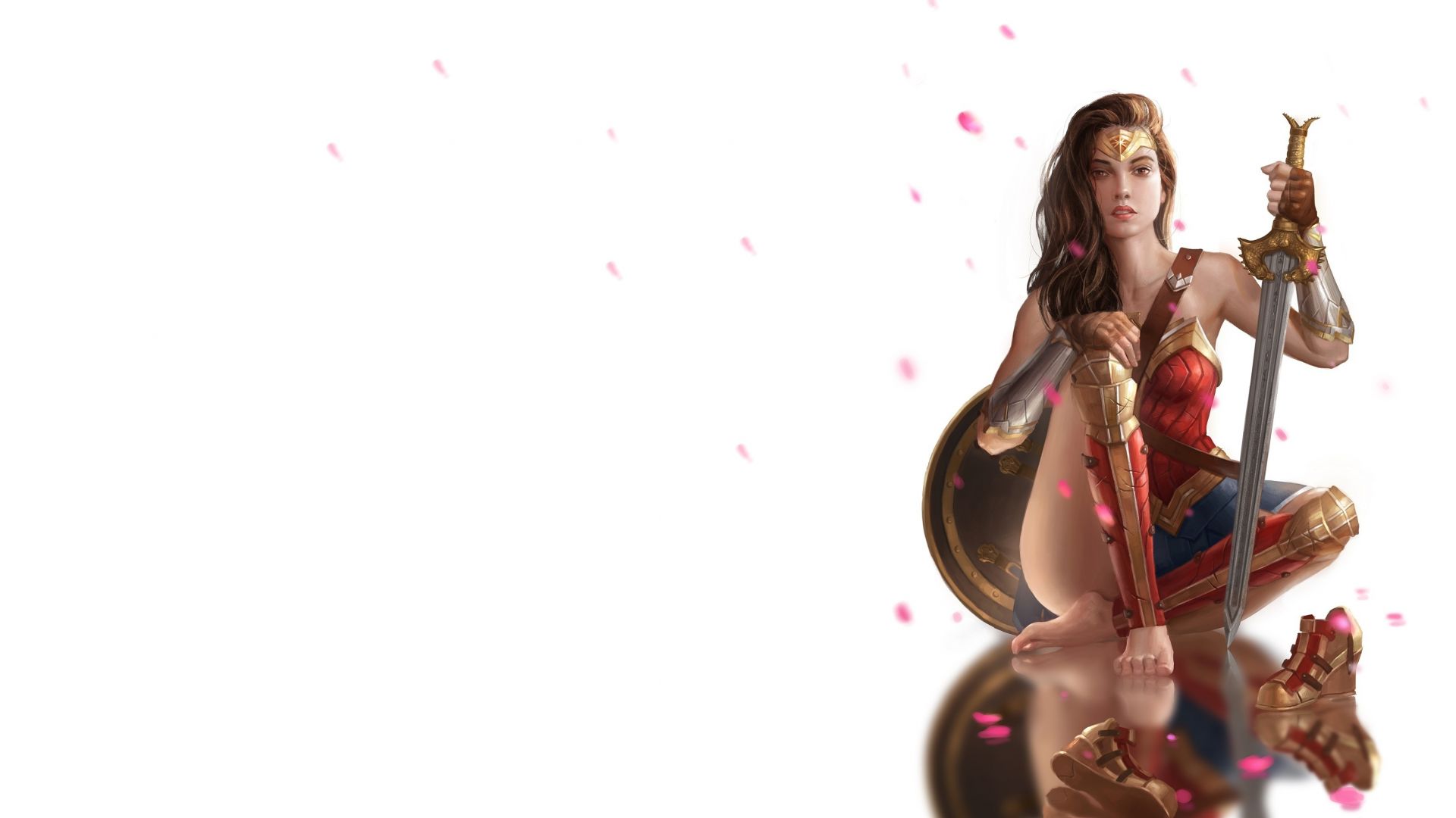 Desktop Wallpaper Wonder Woman Relaxed Superhero Fan Art HD