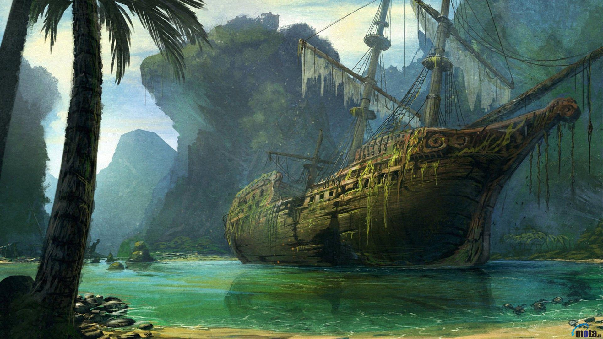 Wallpaper Old Pirate Ship X HDtv 1080p Desktop