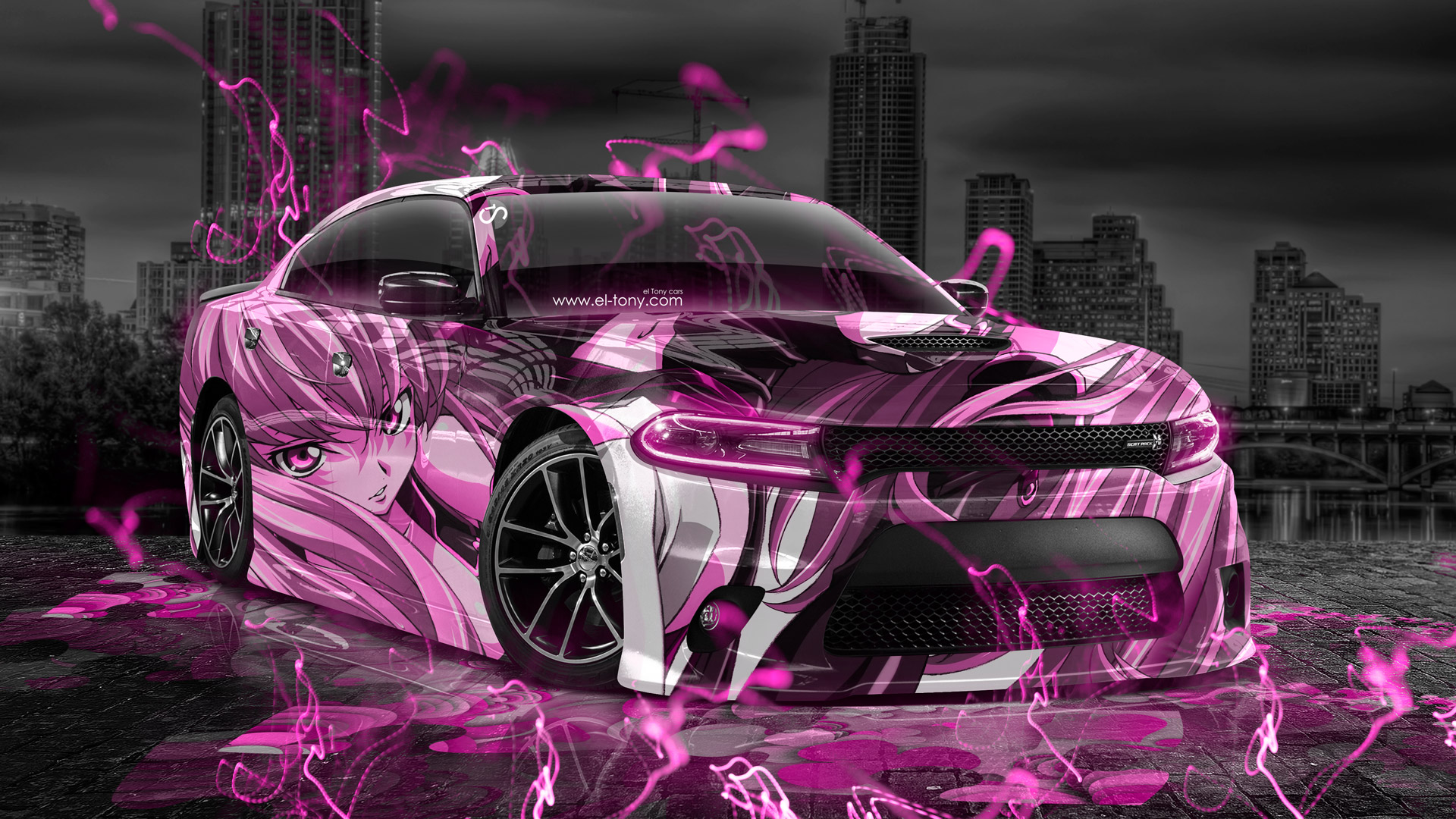 Anime Bleach Aerography City Car Dodge Charger Daytona