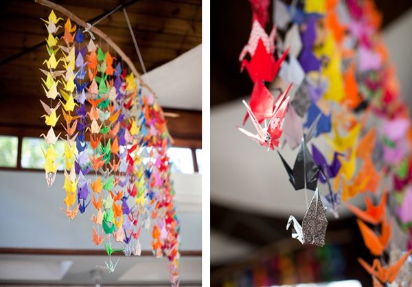 1001 hanging paper cranes wedding decor via lucysaysidocom