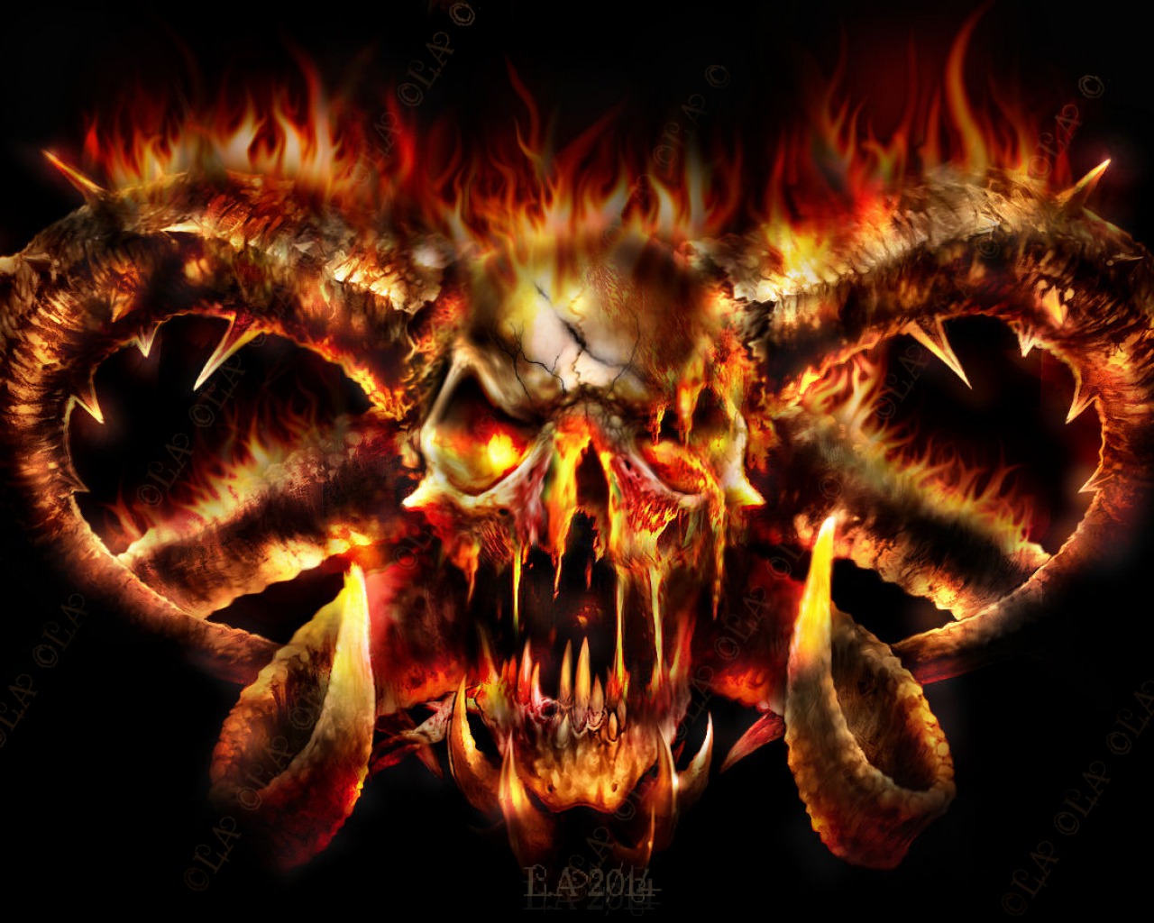 Skull On Fire Puter Wallpaper Desktop Background
