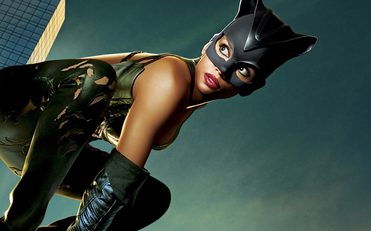 Wallpaper Halle Berry Catwoman Pose Pants Mask