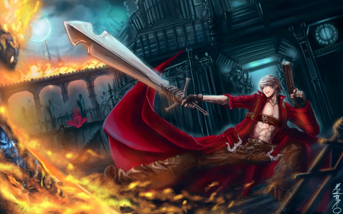 Devil May Cry Dmc Fantasy Warrior Magic Fire Sword Weapon