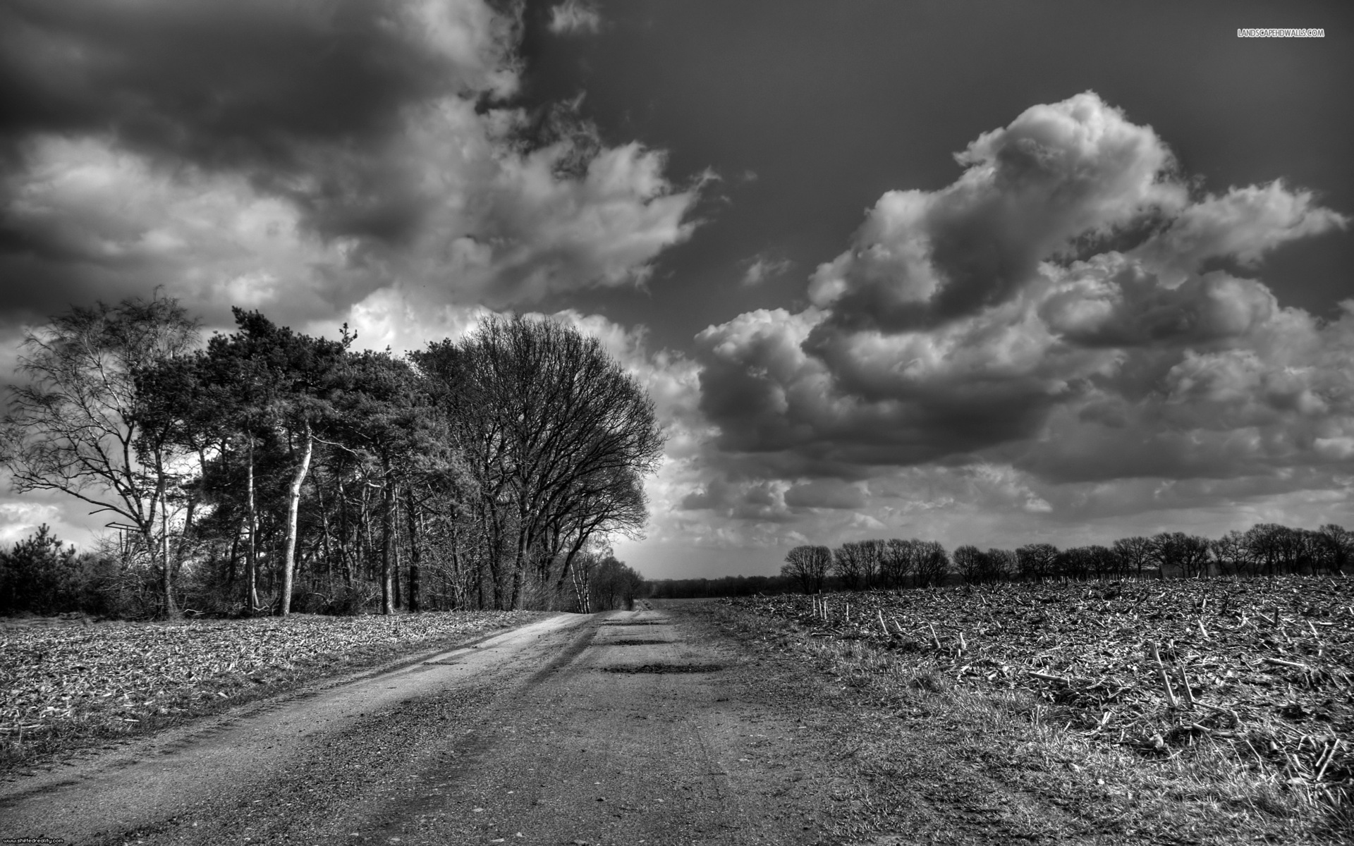 Country Roads Black And White Wallpaper Road