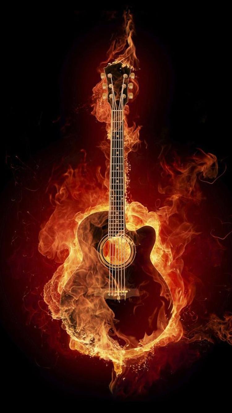 Your iPhone HD Cool Fire Guitar Wallpaper