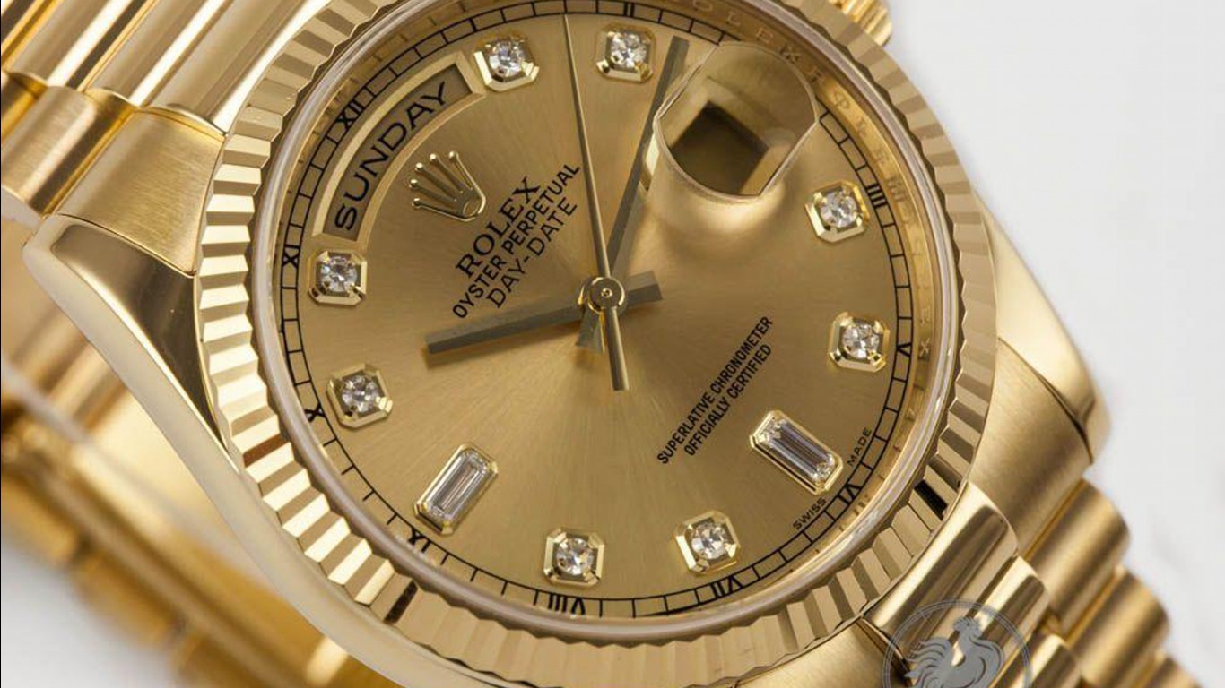 Gold Rolex Oyster Perpetual Day Date Watch HD Wallpaper