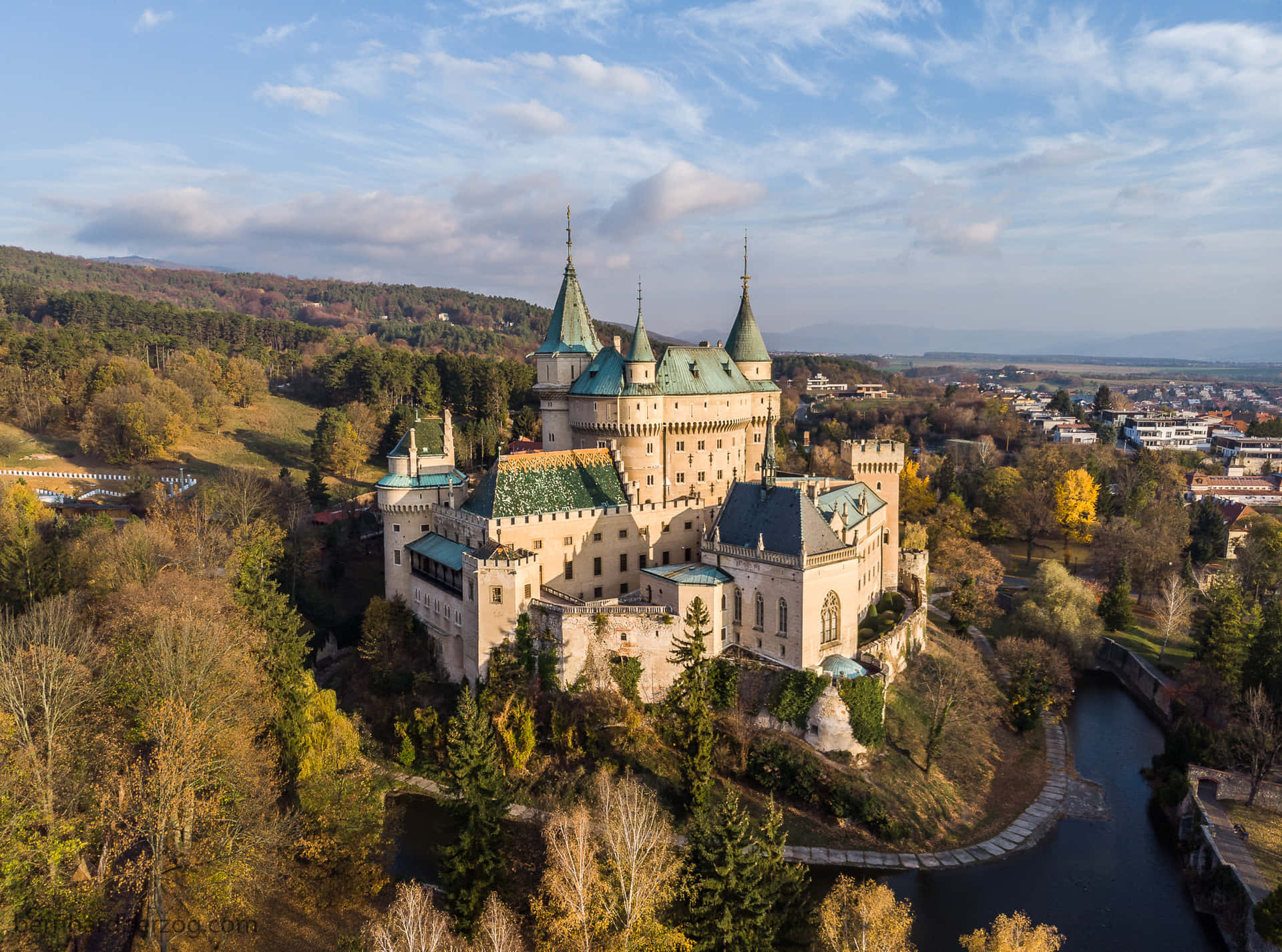 Bojnice Castle Beneath The Clouds Wallpaper