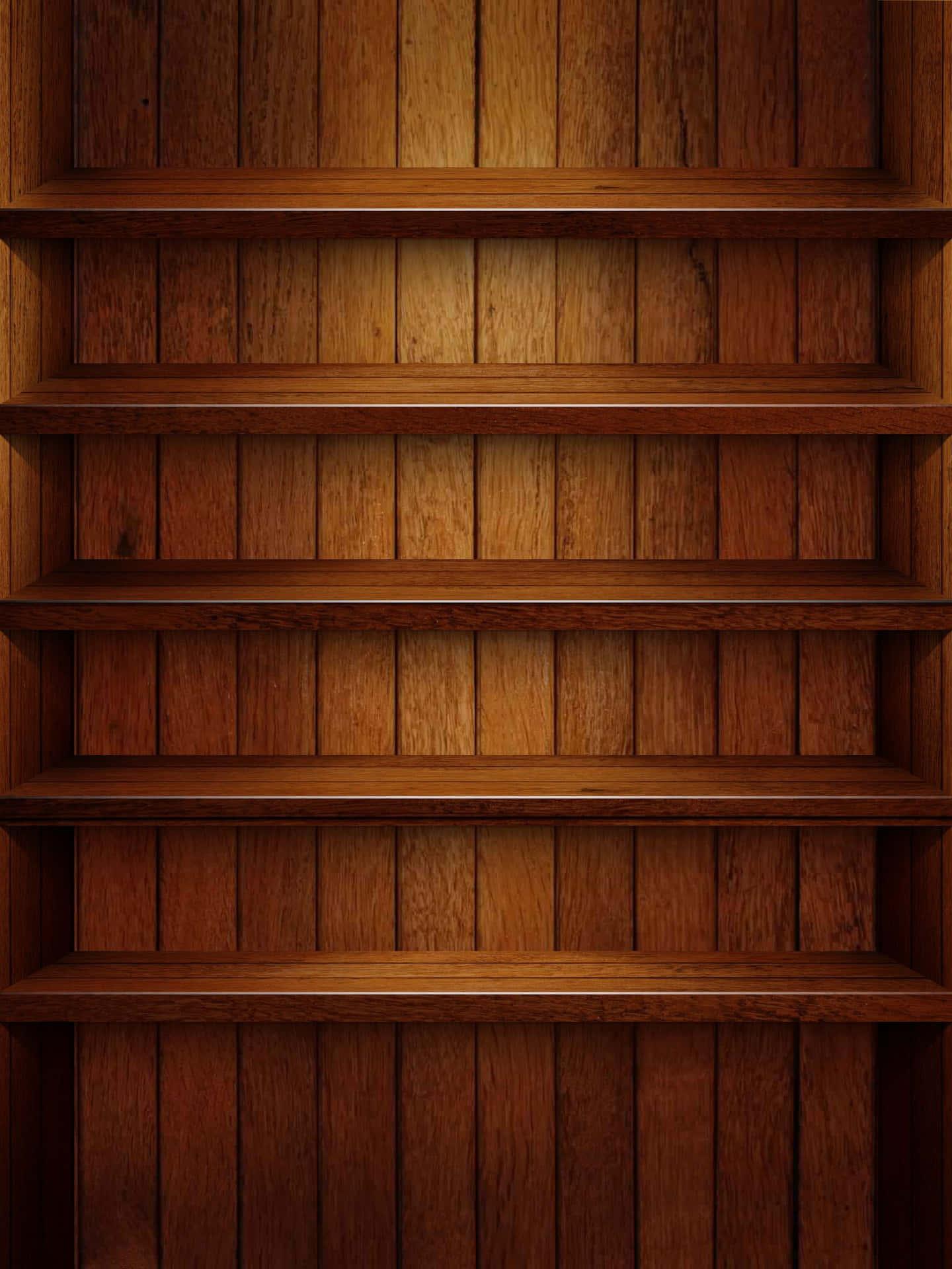 Wooden Empty Bookshelf Background For Desktop Puter