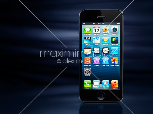 Of Apple iPhone Black Smartphone Isolated On Dynamic Blue Background