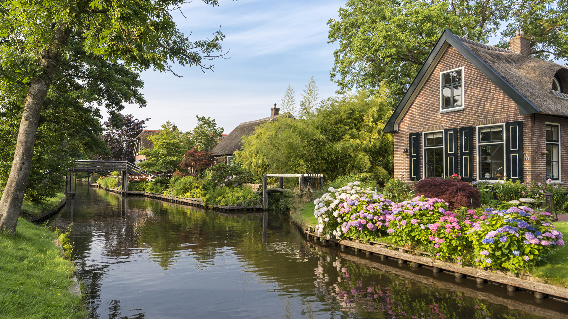 Photo Herlands Giethoorn Village Canal Houses Cities