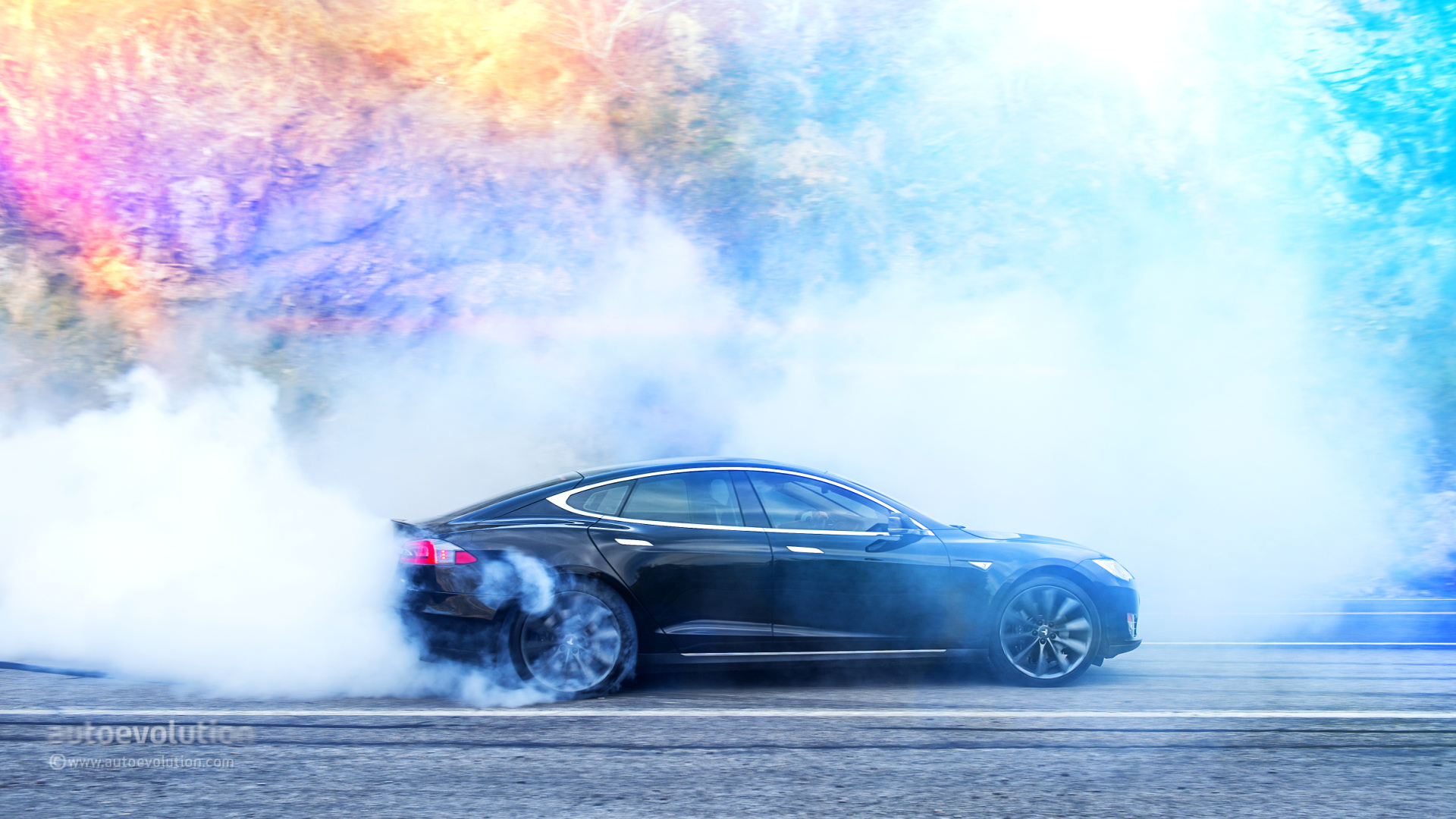 Tesla Model S Doing Monster Burnouts HD Wallpaper
