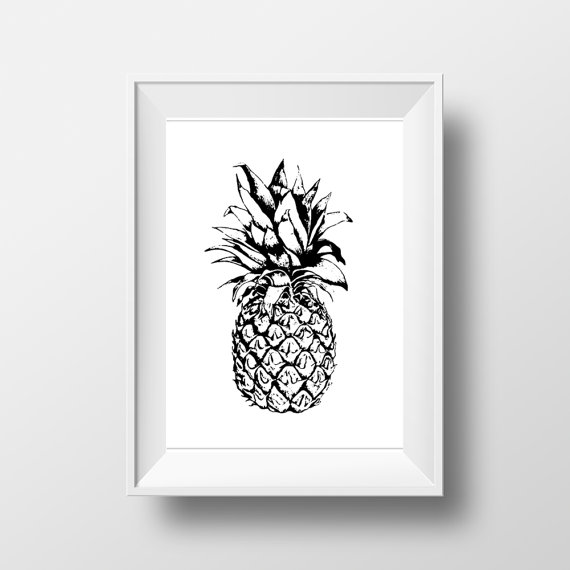 Black Pineapple On White Background Art Print By Printsenposters