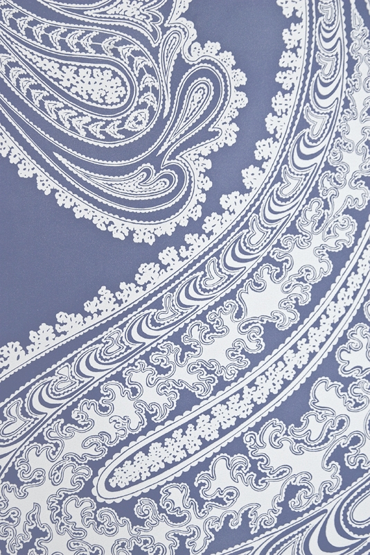 Large Design Paisley Print Wallpaper In French Blue With White