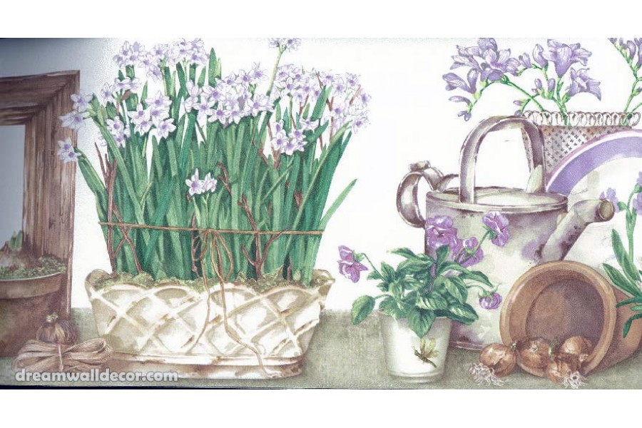 Free download White Lilac Flower Pots Wallpaper Border [900x600] for your Desktop, Mobile