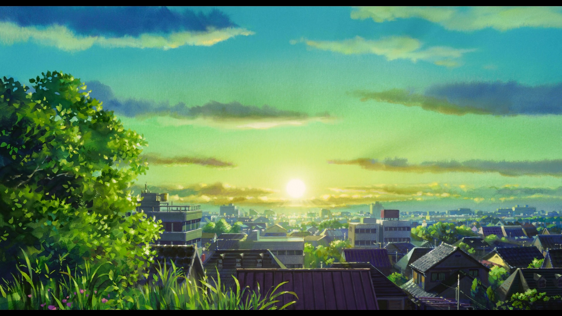Anime Scenery City Sunset Wallpaper