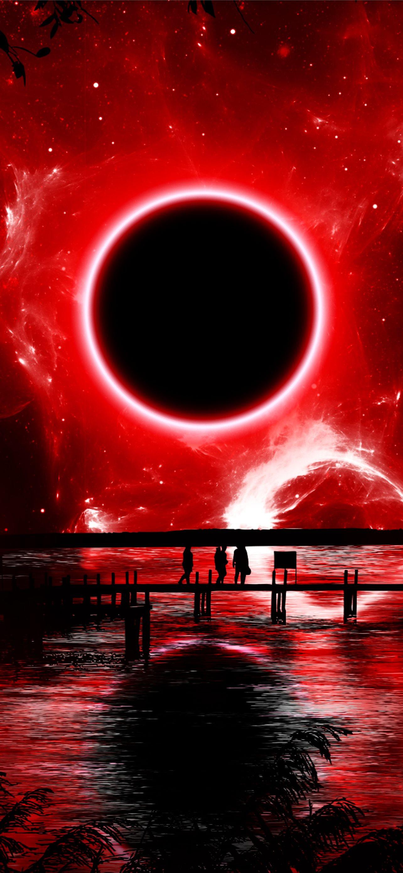 Red Eclipse Digital Art Resolution HD Space 4K Ima iPhone