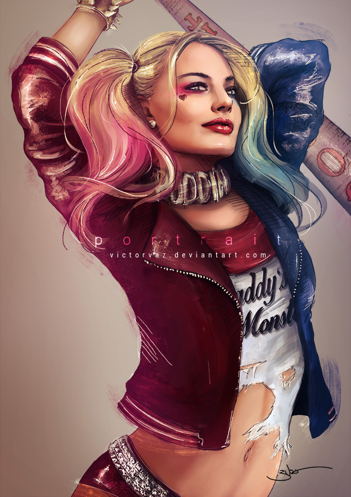 Portrait Harley Quinn By Victorvaz