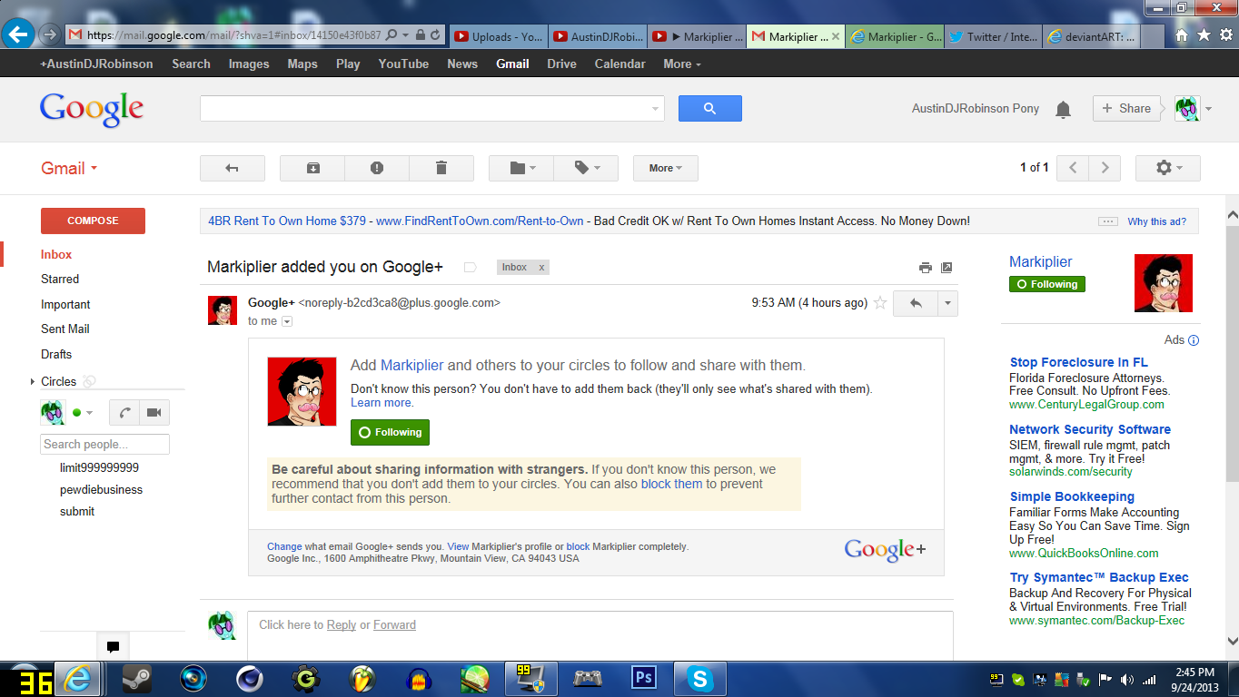 Markiplier Added Me On Google By Stonehot316