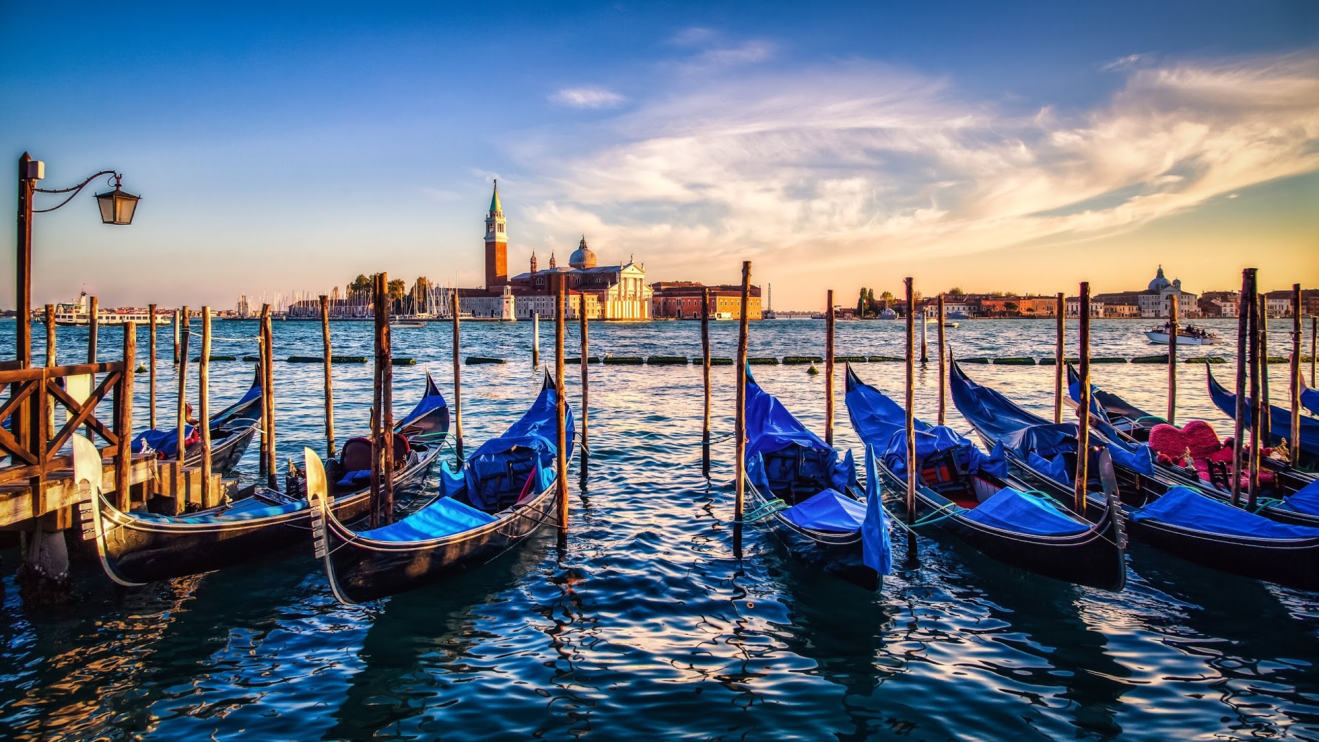 Gondolas Sunset Venice Wallpaper General