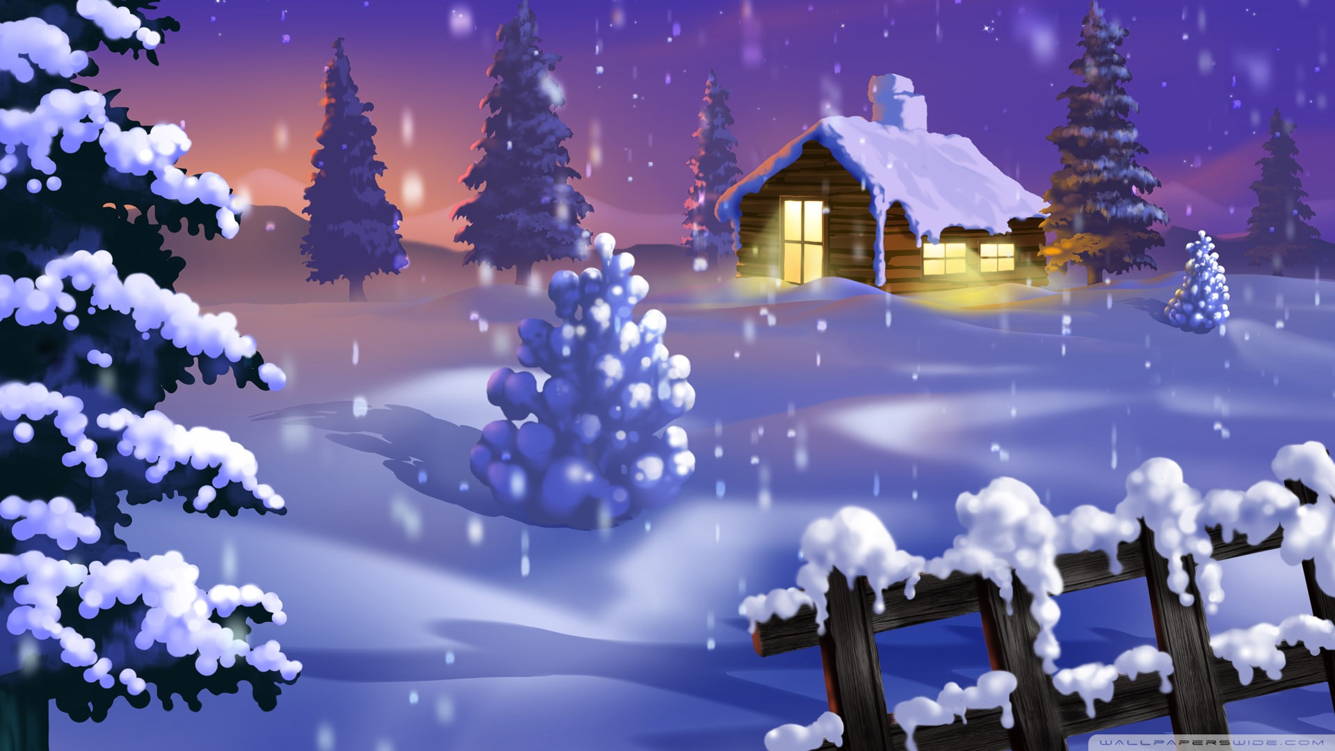 Classic Winter Scene Painting 4k HD Desktop Wallpaper For